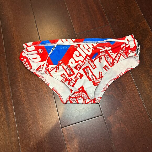 AussieBum Men’s Swim Briefs – Size Medium – Red/White Logo Print - Picture 1 of 9